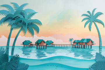 Obraz premium Tropical Paradise Illustration