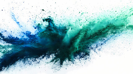 Obraz premium Green and blue powder, generative ai illustration. Chalk Pastel Drawing. Illustration