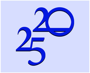 Happy New Year 2025 Design Blue Number Vector Abstract Symbol Illustration