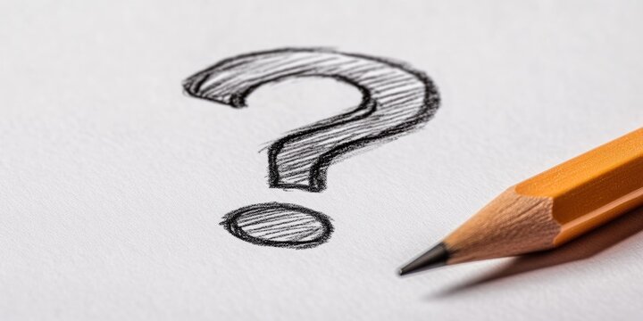 Artistic Pencil Drawing of a Question Mark on Clean White Background