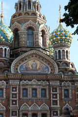 Fototapeta premium Mosaic on the facade of the Church of the Ascension of Christ (Savior on Spilled Blood) in St. Petersburg