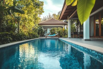 Tranquil Poolside Retreat in Lush Garden