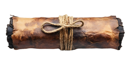 Vintage Scroll Tied with Twine on Transparent Background