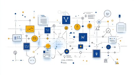 Abstract illustration of a complex system with interconnected elements