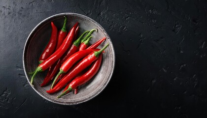 chili pepper in a bowl on a black background