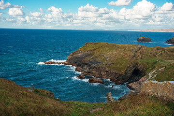 Tintagel castle in cornwall and cliff view