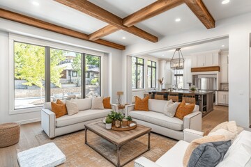 Obraz premium Modern Living Room with Cozy Decor and Natural Light