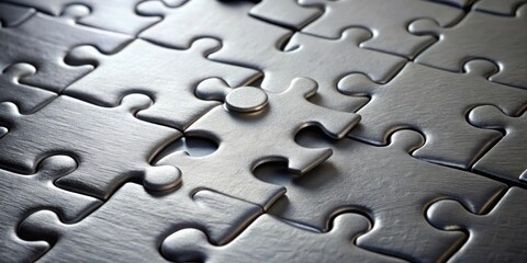 Grey puzzle with missing pieces in center for challenging problem solving concepts