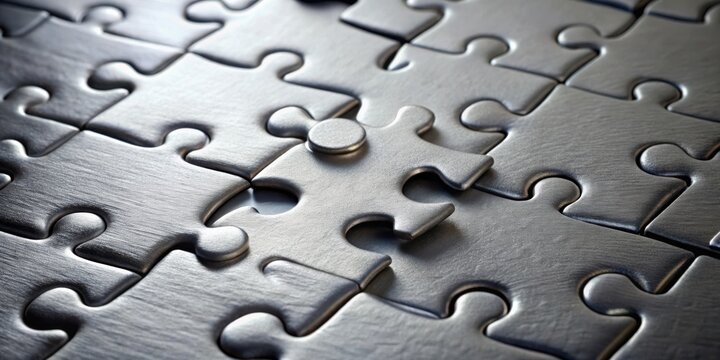 Grey puzzle with missing pieces in center for challenging problem solving concepts