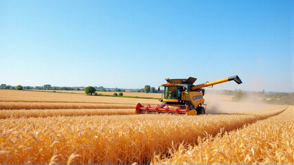 Obraz premium combine harvester working on a field