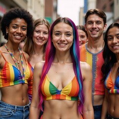 Fototapeta premium Rainbow-colored word symbolizing LGBT Pride for celebrating diversity during Pride Month Gay Lesbian Bisexual Transgender