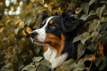 Majestic Dog Among Lush Green Foliage