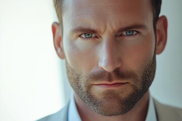 Fototapeta premium Professional businessman close-up in modern light workspace