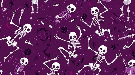 Halloween spooky purple vector background with outlined ghosts