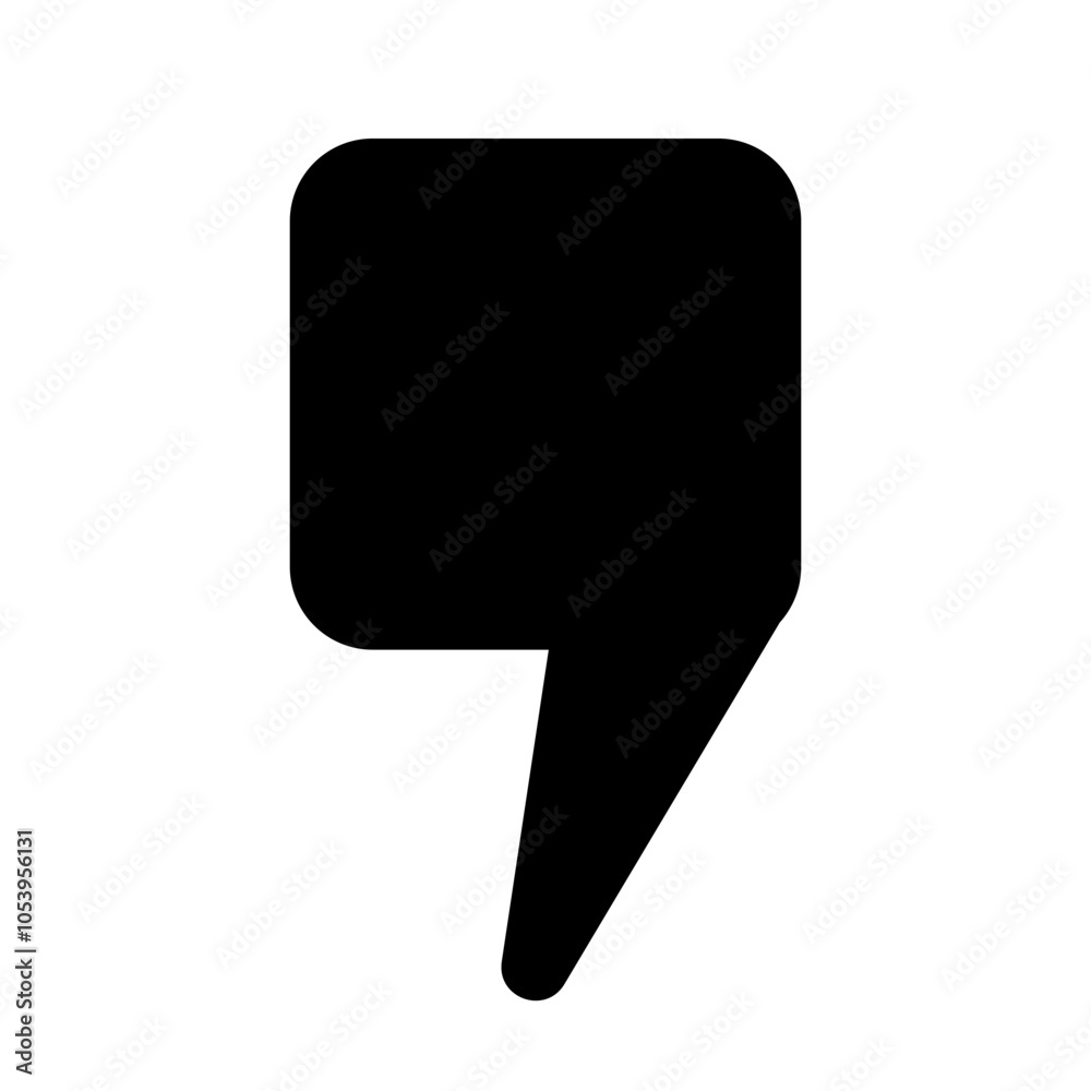 Fototapete a flat comma icon on a white background. quotation marks, isolated black vector icon in the form of 