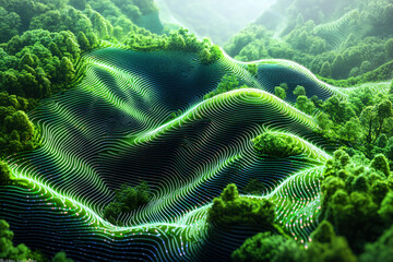 LiDAR Technology Scanning a Vibrant Landscape with High-Tech Drone