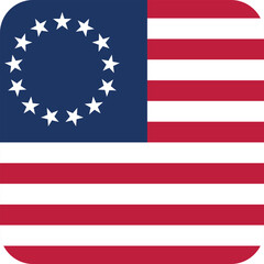 Button shaped US historical insignia of BETSY ROSS FLAG