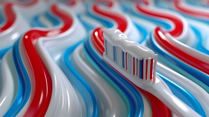 Close up illustration of a toothbrush with toothpaste on a clean white background