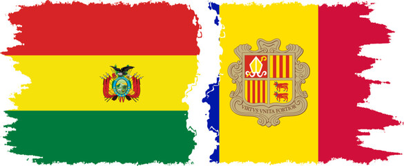 Obraz premium Andorra and Bolivia grunge flags connection, vector