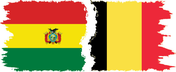 Belgium and Bolivia grunge flags connection, vector