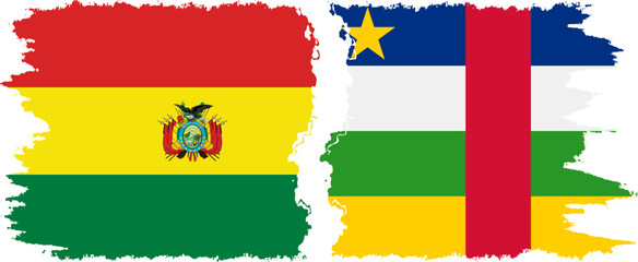 Obraz premium Central African Republic and Bolivia grunge flags connection, vector
