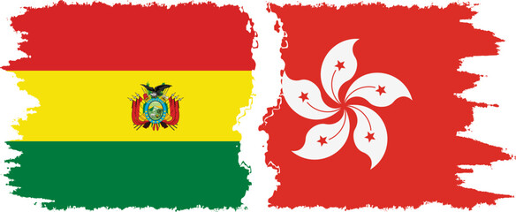 Obraz premium Hong Kong and Bolivia grunge flags connection, vector