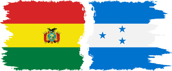 Obraz premium Honduras and Bolivia grunge flags connection, vector