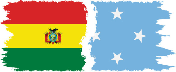 Obraz premium Federated States of Micronesia and Bolivia grunge flags connection, vector