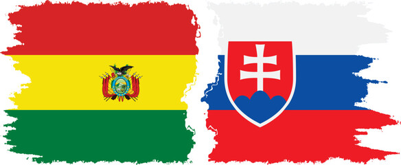 Slovakia and Bolivia grunge flags connection, vector