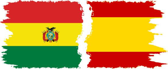 Obraz premium Spain and Bolivia grunge flags connection, vector