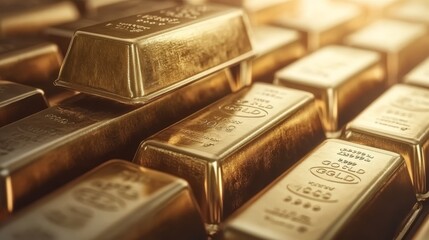 Glimmering stack of gold bars, a symbol of wealth, investment, and financial security
