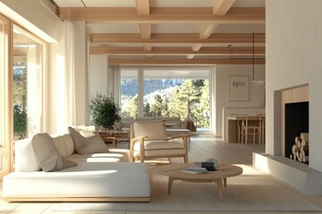 Obraz premium Modern Living Room with Scenic View