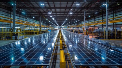 Solar Panel Production Line in Factory Industrial Manufacturing Renewable Energy