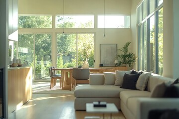 Fototapeta premium Modern Cozy Living Room with Natural Light