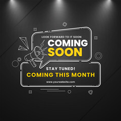 Coming soon stay tuned background with focus light effect