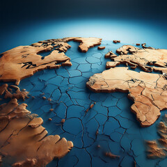 Global warming, climate change - World map made of cracked ground