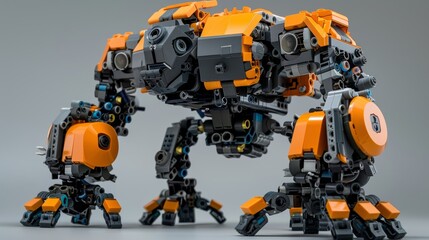 Orange and Gray Mechanical Robot Toy Model Construction Kit