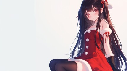 サンタクロースのコスプレをしたアニメ調の日本人美少女