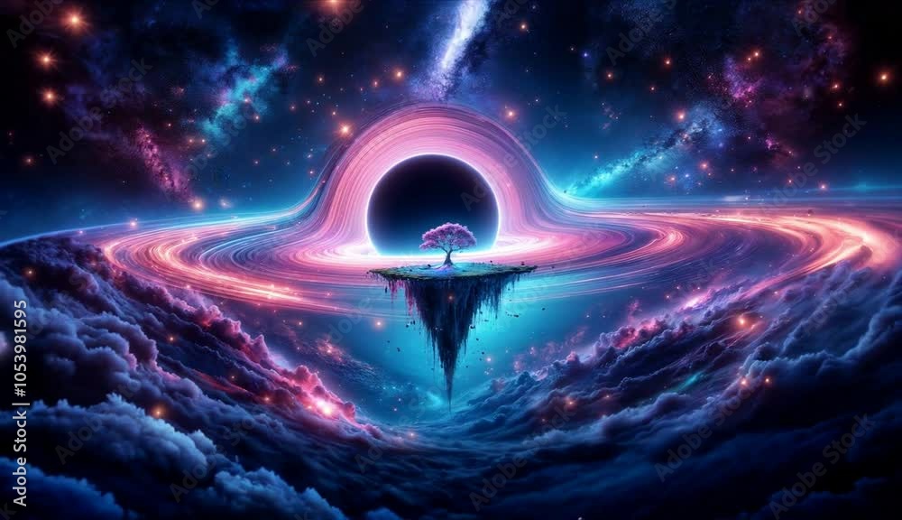 Canvas Prints background with a neon blackhole in space