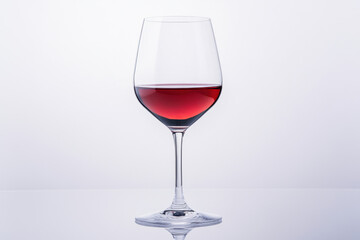 A sleek wine glass filled with red wine, set against a minimalistic background, showcasing elegance and sophistication.
