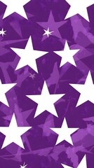 Obraz premium White Stars on Purple Background, Abstract Image, Texture, Pattern Background, Wallpaper, Cover and Screen for Smartphone, PC, Laptop, 9:16 and 16:9 Format