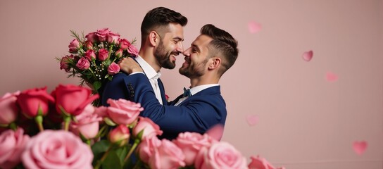 Two gay men propose on Valentines Day using flowers as symbols of their love