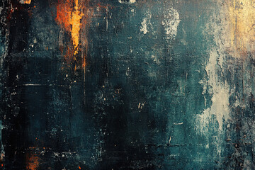 Vintage Grungy Wall with Dark Blue and Orange Accents