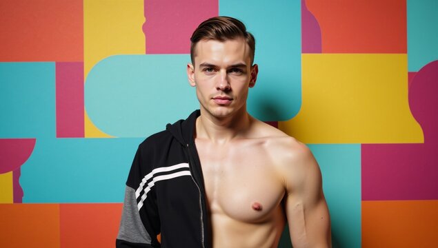 A young gender-neutral individual adorned in geometric patterns