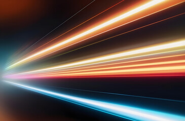 Vibrant Neon Light Streaks on Dark Background. Futuristic Abstract Background