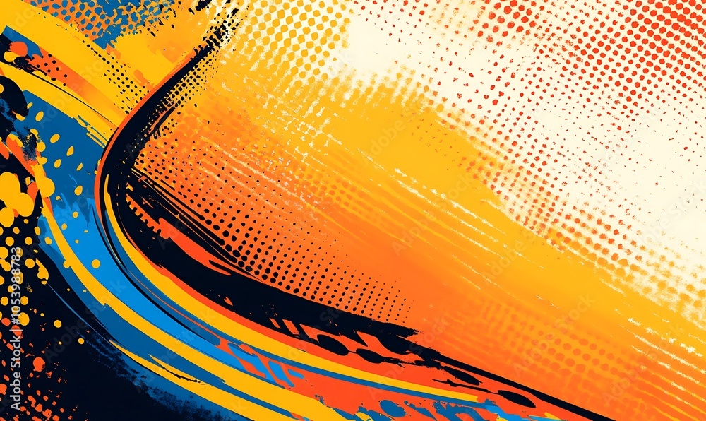 Wall mural abstract colorful background with grunge and halftone elements.