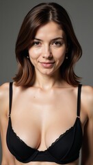 Fototapeta premium Woman with Black Bra and Earrings Worn as Hair Accessory