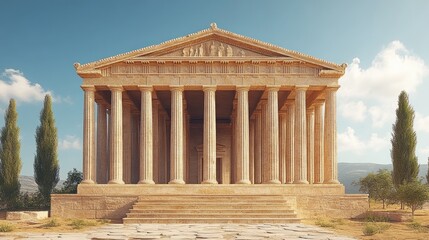 Fototapeta premium Ancient Greek Temple with Columns and Steps
