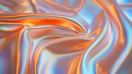 Obraz premium Soft, shimmering fabric with vibrant hues of orange and blue flowing gracefully under gentle light