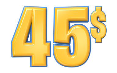 Number Percent Blue With Yellow 3D Render